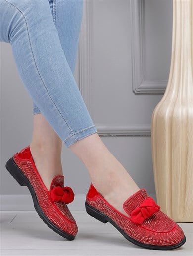 Sofia Kırmızı Renkli Kadın Babet Ayakkabı 15046