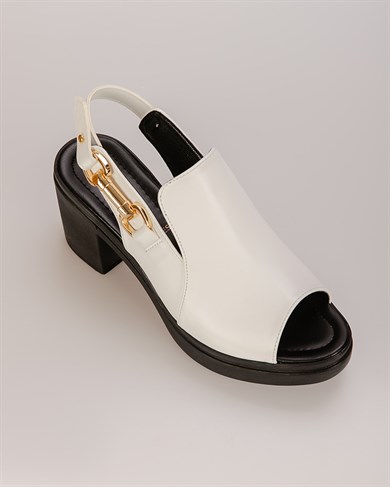 Tara Beyaz Renkli Kadın Topuklu Ayakkabı
