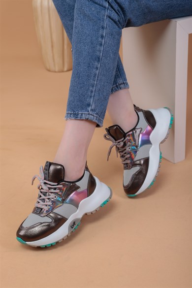 103010370000001laykiYürüyüş AyakkabısıGri Renkli Kalın Taban Renkli Bağcıklı Lux Kadın Spor Ayakkabı Gillian Gri Renkli Kadın Spor Ayakkabı