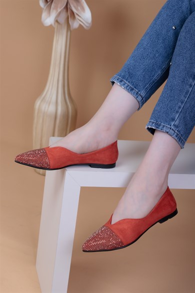 007010460000001laykiBabetKırmızı Renkli Kısa Tabanlı Kadın Babet Ayakkabı Agenor Turuncu Renkli Kadın Babet Ayakkabı 