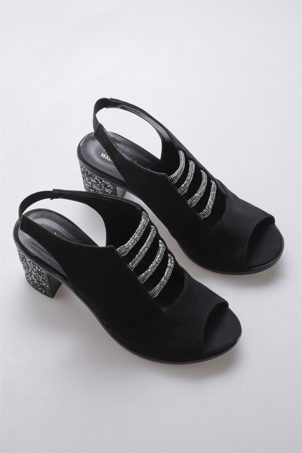 Filipa Siyah Renkli Lux Suet Kadın Topuklu Ayakkabı 