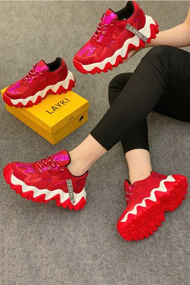 103010030000001laykiYürüyüş Ayakkabısılayki.com | Layki 103003 Parlak Deri desen bayan Spor Ayakkabı Anora Kırmızı Renkli Kadın Spor Ayakkabı 