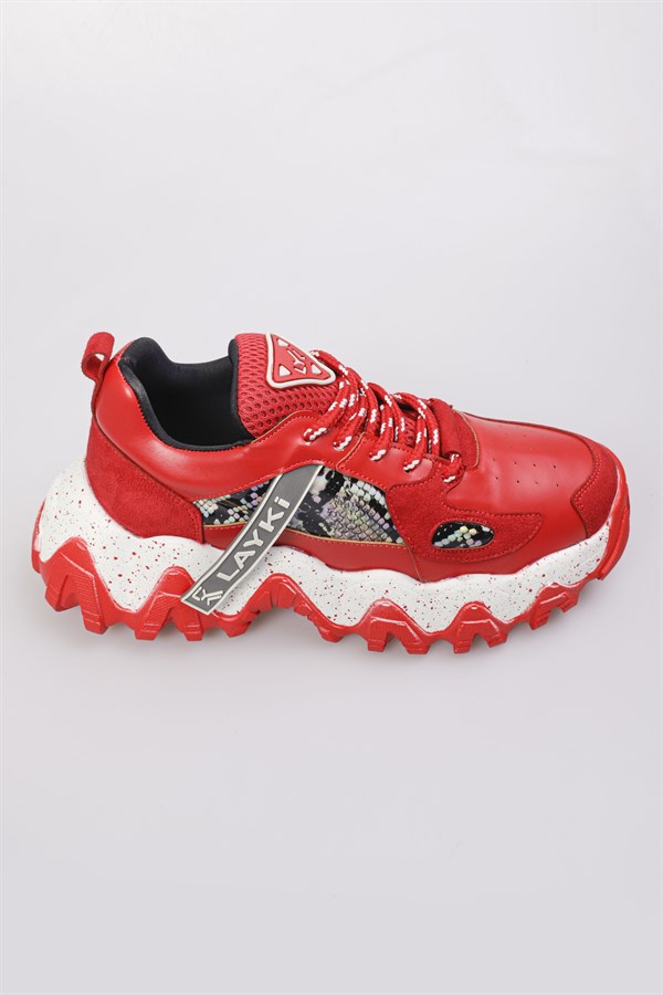 103010160000001laykiYürüyüş Ayakkabısılayki.com | Layki 103016 mat deri pul desenli spor ayakkabı Hari Kırmızı Renkli Kadın Spor Ayakkabı 