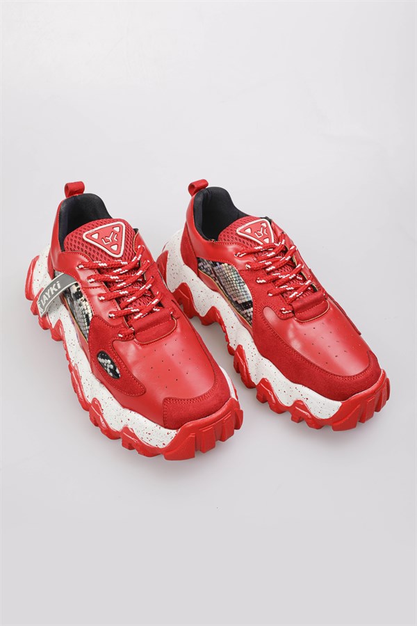 103010160000001laykiYürüyüş Ayakkabısılayki.com | Layki 103016 mat deri pul desenli spor ayakkabı Hari Kırmızı Renkli Kadın Spor Ayakkabı 