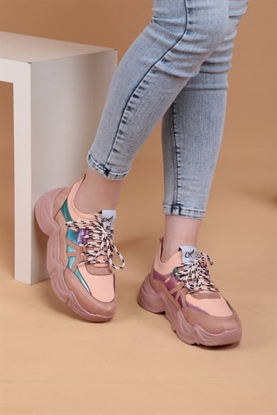 103010220000001laykiYürüyüş Ayakkabısılayki.com | Layki 103022 mat deri desenli Bayan Spor Ayakkabı Hellas Pudra Renkli Kadın Spor Ayakkabı 