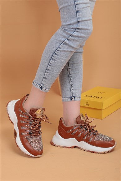 103010330000001laykiYürüyüş Ayakkabısılayki.com | Layki 103033 mat deri desenli Bayan Spor Ayakkabı Vilma Taba Renkli Kadın Spor Ayakkabı 