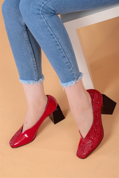 Angela Kırmızı Renkli Kadın Topuklu Ayakkabı 