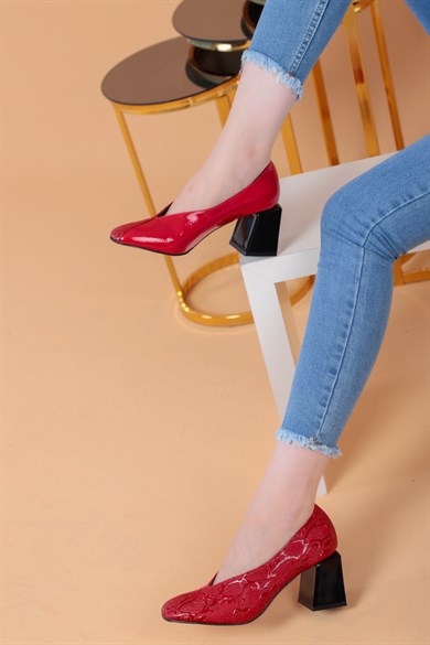 Angela Kırmızı Renkli Kadın Topuklu Ayakkabı 